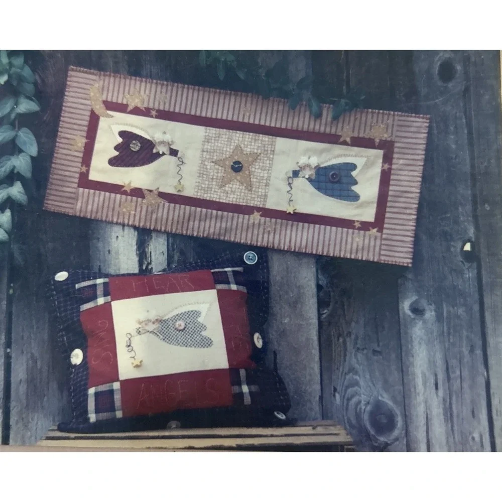 4 Primitive Art Patterns: Cat/School house/ Angels/seasonal‎ Stitchers